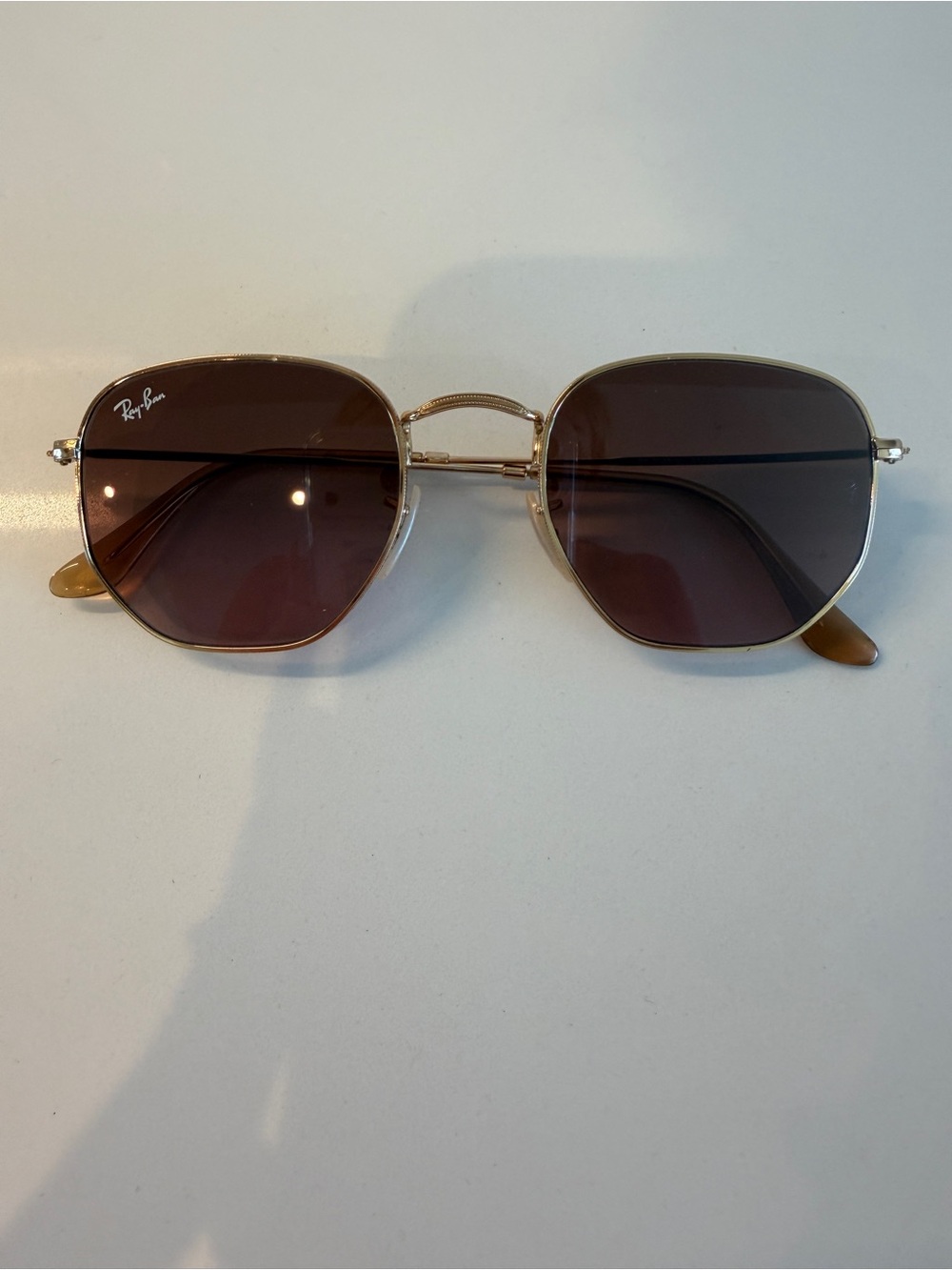 Ray-Ban Gold Frame Brown Lens Geometric Sunglasses - Picture 5 of 6